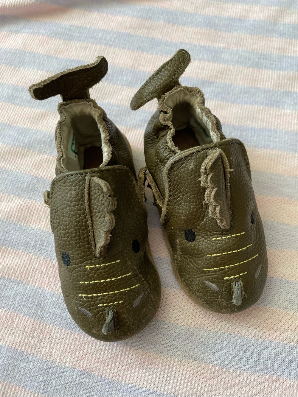 Robeez Olive Green Leather Dragon Walker Shoes